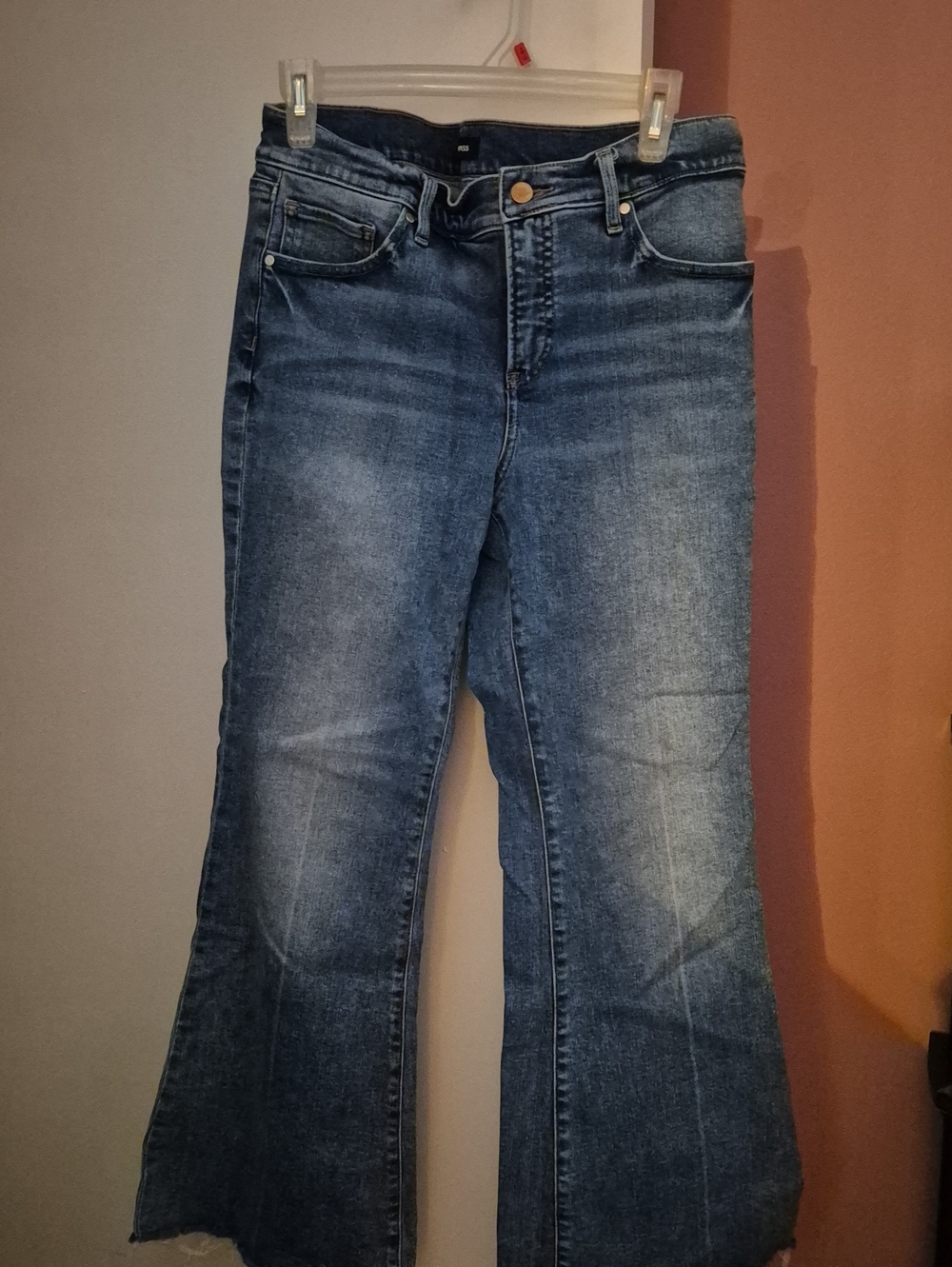 Express Mid-Rise Blue Flare Jeans